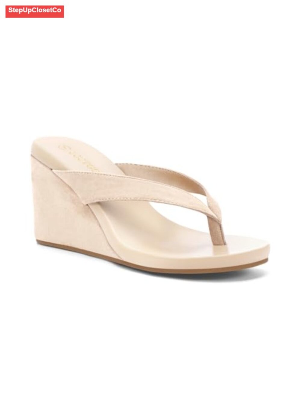 Wedge Heel Sandals Platform Flip Flops Slides Slip On Beach Shoes Faux Suede